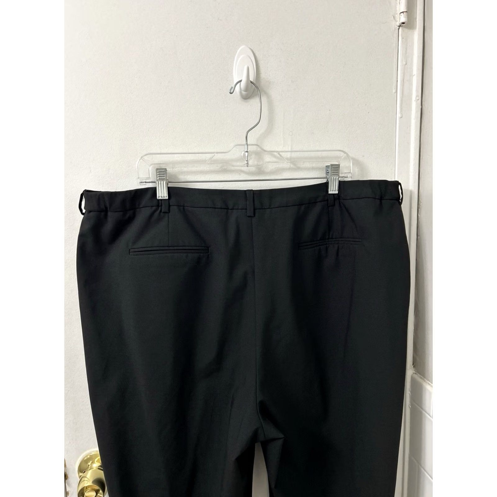 Vintage Lands' End Outfitters Dress Pants Womens 42x31 Black Wool Blend Flat Front Tapered Pockets Lined Stretch Classic Size 20W 42 in Waist Regular XS? Size 28" / US 6 / IT 42 - 7 Thumbnail