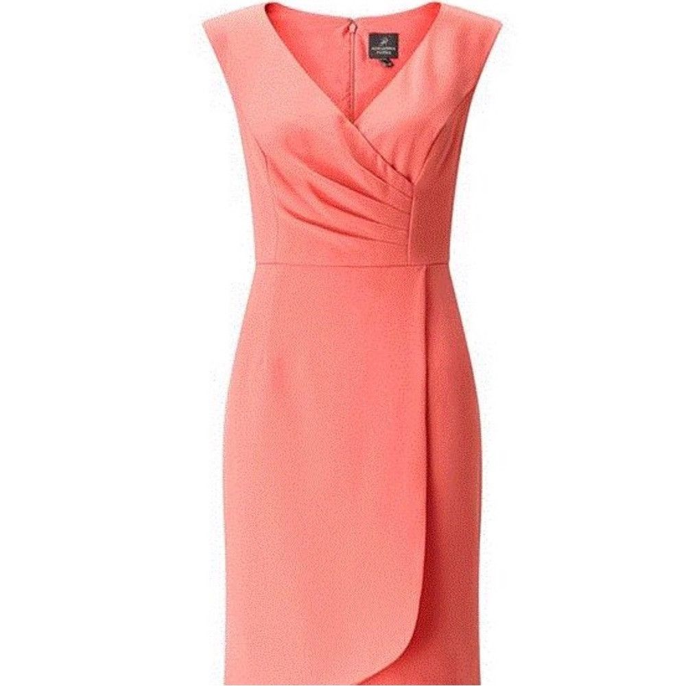 Adrianna Papell New Adrianna Papell Crepe Sheath Sleeveless Pink Dress Size Size S / US 4 / IT 40 - 1 Thumbnail