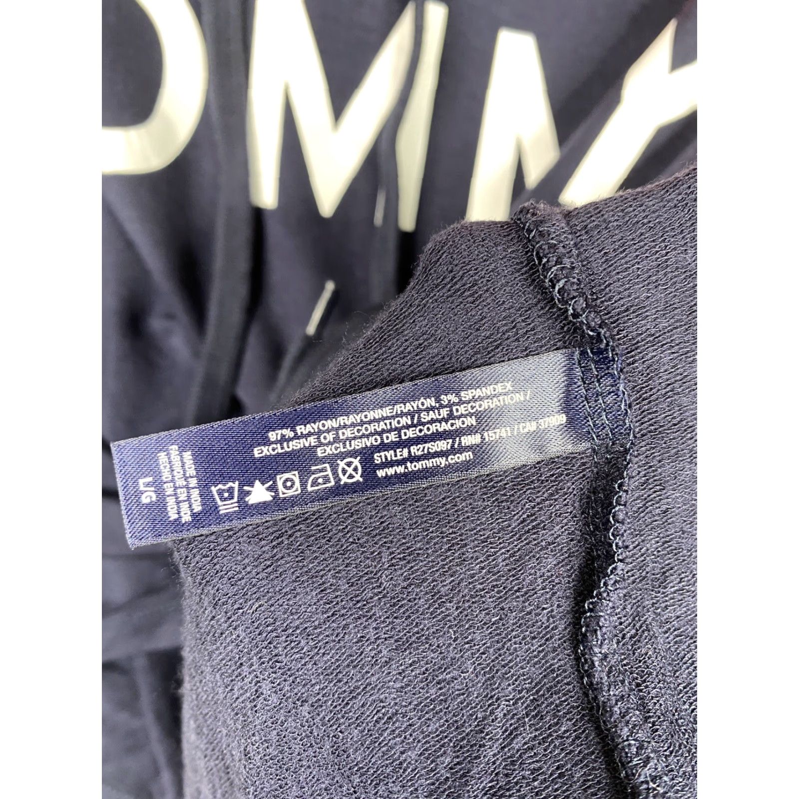 Tommy Hilfiger Tommy Hilfiger Top Womens L Colorblock Red Blue Hooded Spellout Logo Size L / US 10 / IT 46 - 7 Thumbnail