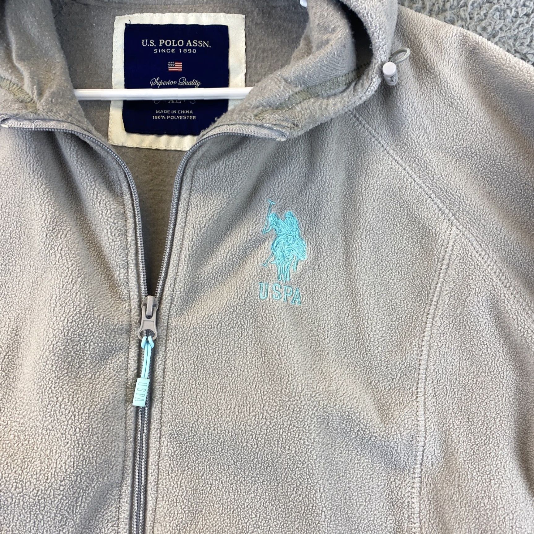 Vintage US Polo Assn. Fleece Lined Zip Hoodie Jacket Gray Size XL. / 63-13. Jersey? No. Size XL / US 12-14 / IT 48-50 - 2 Thumbnail