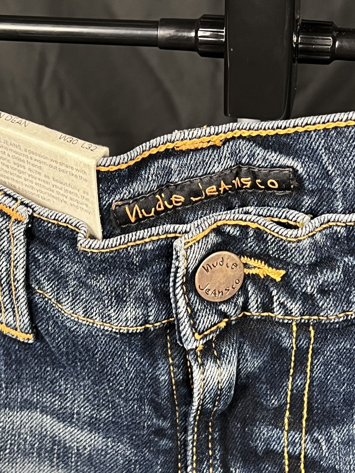 Designer × Nudie Jeans 🔴 DSWT SAMPLE Nudie jeans Lean Dean Deep Dark Indigo Size US 30 / EU 46 - 9 Thumbnail