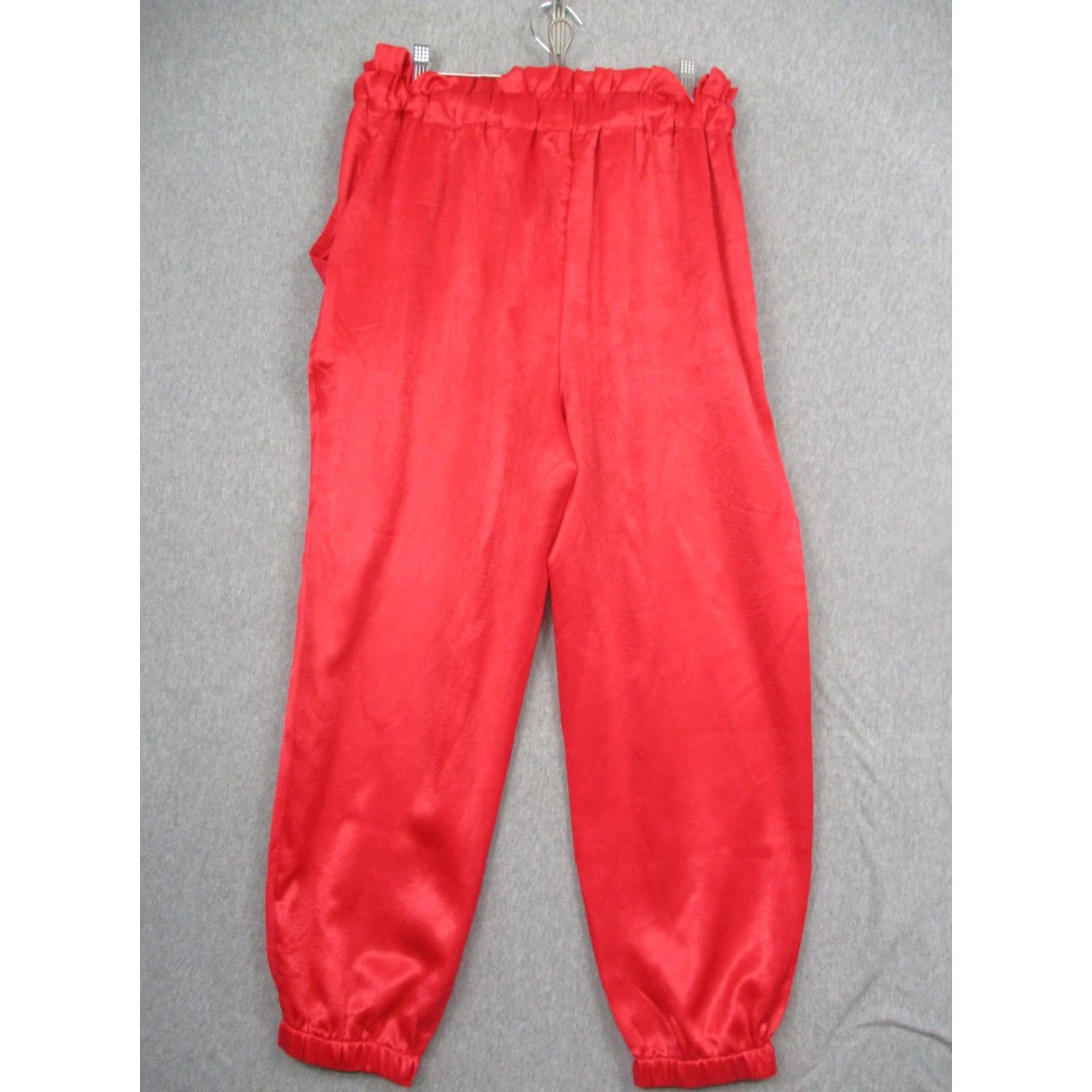 Vintage B O G Collective Pants Womens Medium Ruby Red Satin Paperbag Tapered Jogger Boho Size 32" / US 10 / IT 46 - 7 Thumbnail