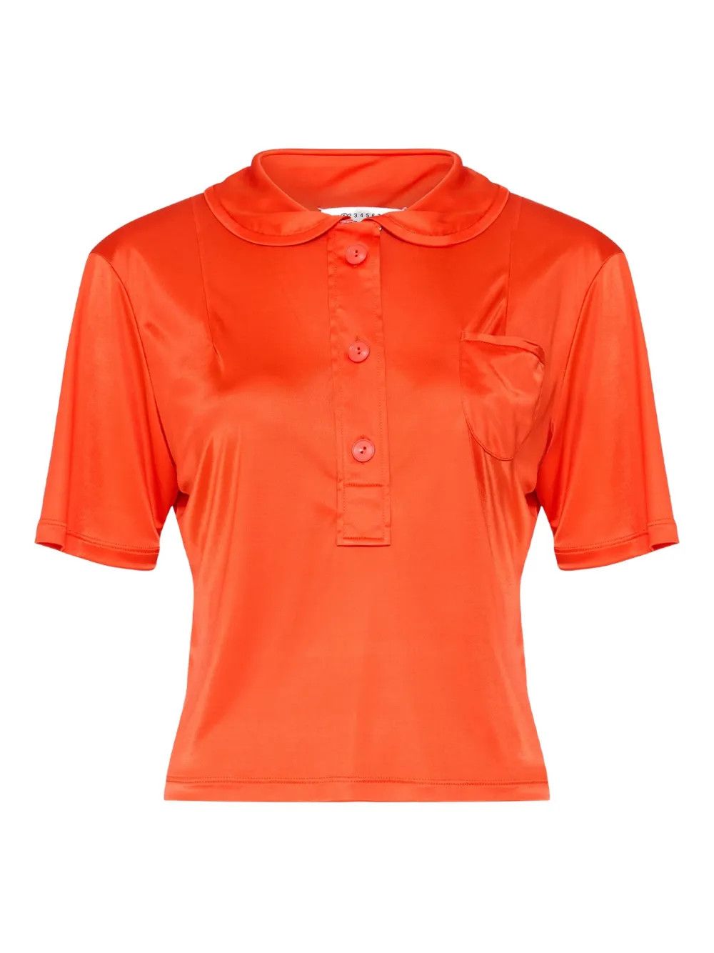 Maison Margiela o1w1db10526 Satin Polo Shirt in Volcanic Orange Size XS / US 0-2 / IT 36-38 - 1 Thumbnail