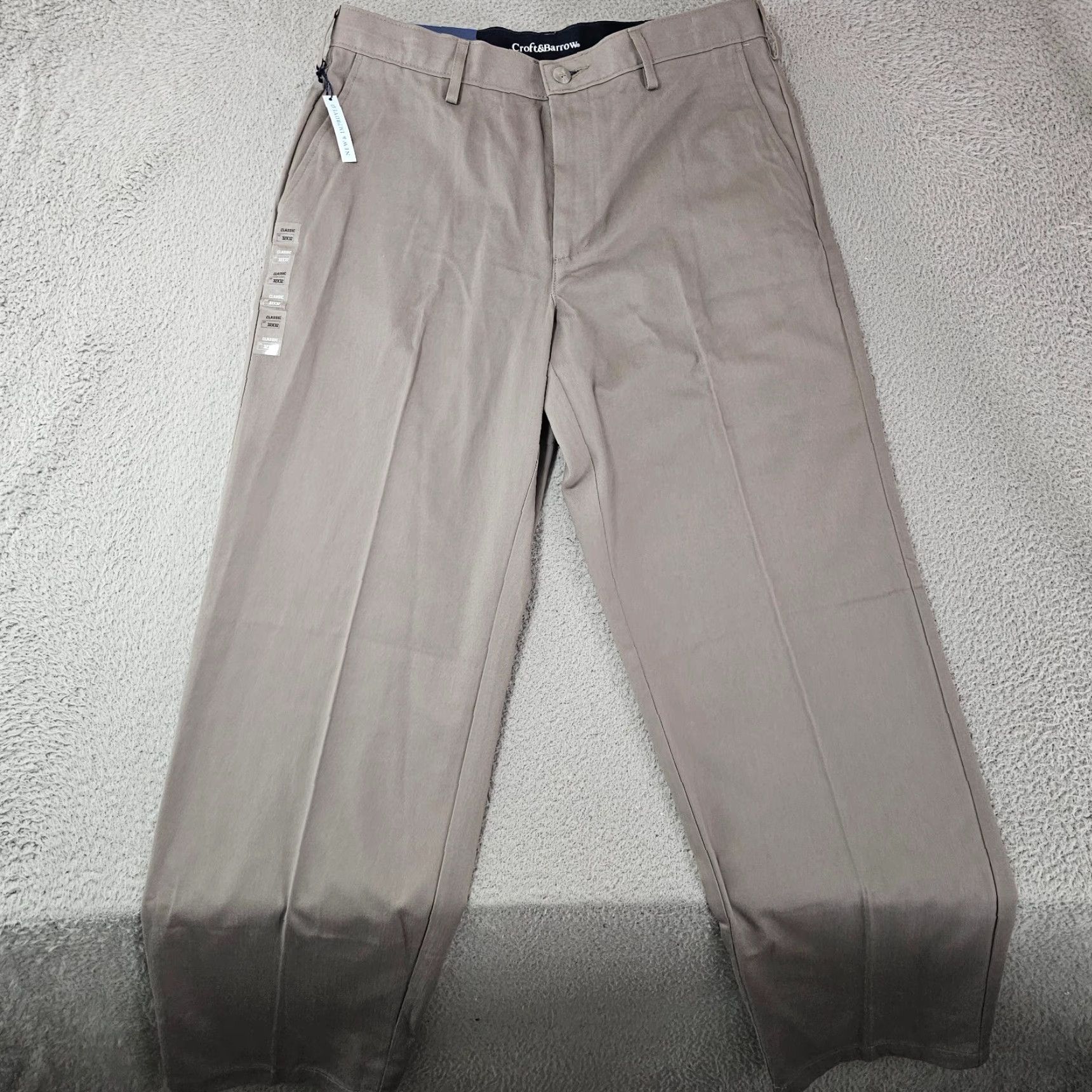 Croft & Barrow Croft & Barrow Dress Pants Mens 32x32 Grey Classic Flat Front Comfort Khaki Dress Pants Mens Grey 32x32 Classic Men Pants Size US 32 / EU 48 - 2 Thumbnail