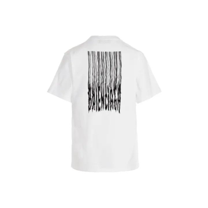 Balenciaga White Barcode Print Cotton T-Shirt 0079