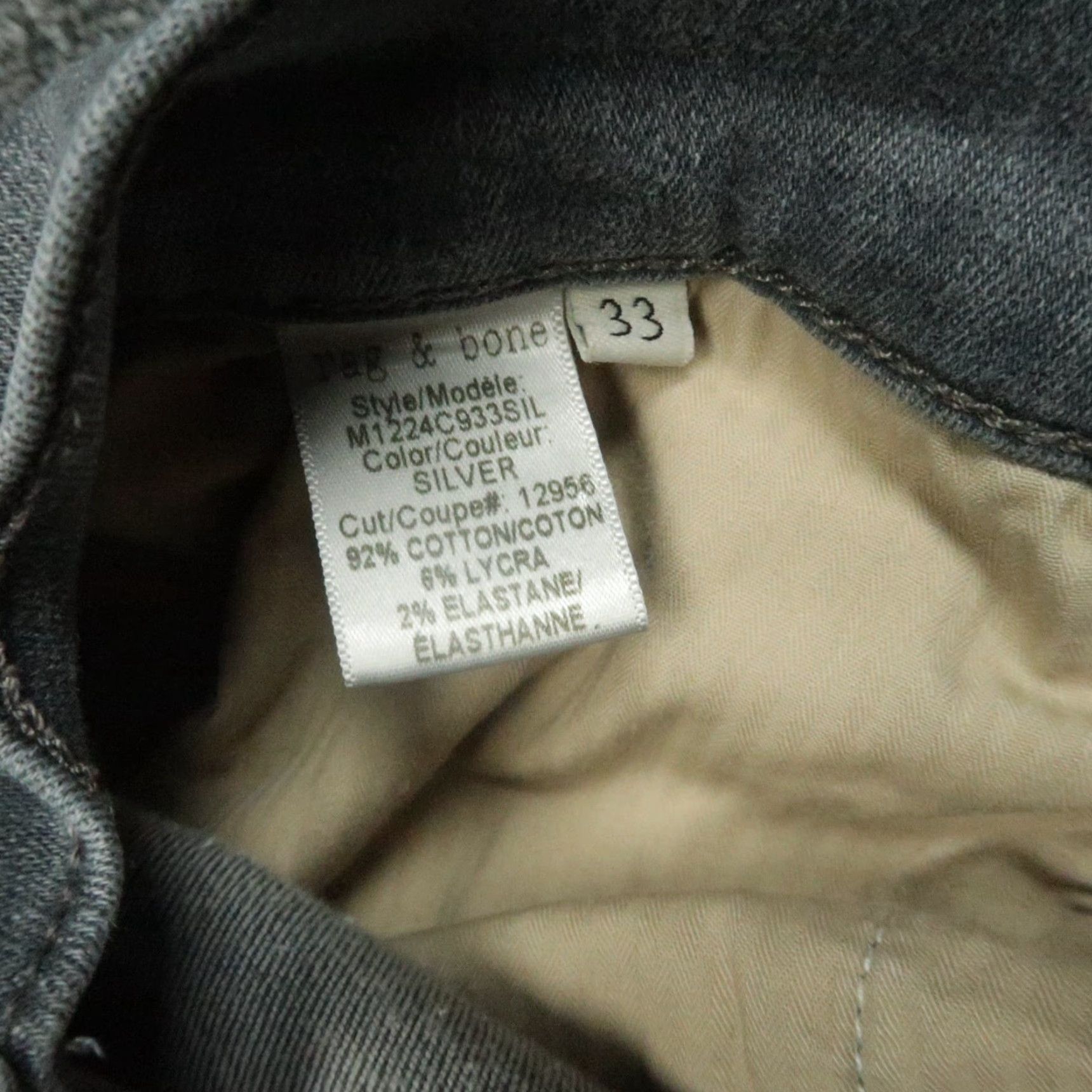 Rag & Bone VINTAGE rag & bone Jeans Men 33x35 Slim 5-Pocket Denim Gray Cotton Skinny 90s Mens Size US 33 - 7 Thumbnail