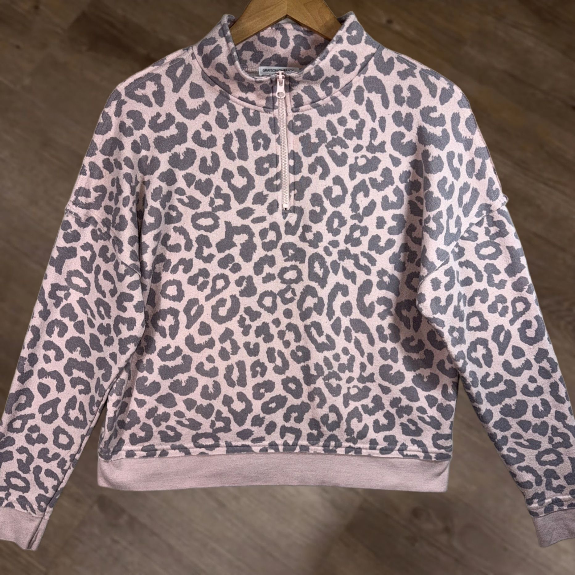 Vintage Grayson Threads Sweatshirt Medium Leopard Print Pink Gray 1/4 Zip Pullover Size M / US 6-8 / IT 42-44 - 1 Thumbnail