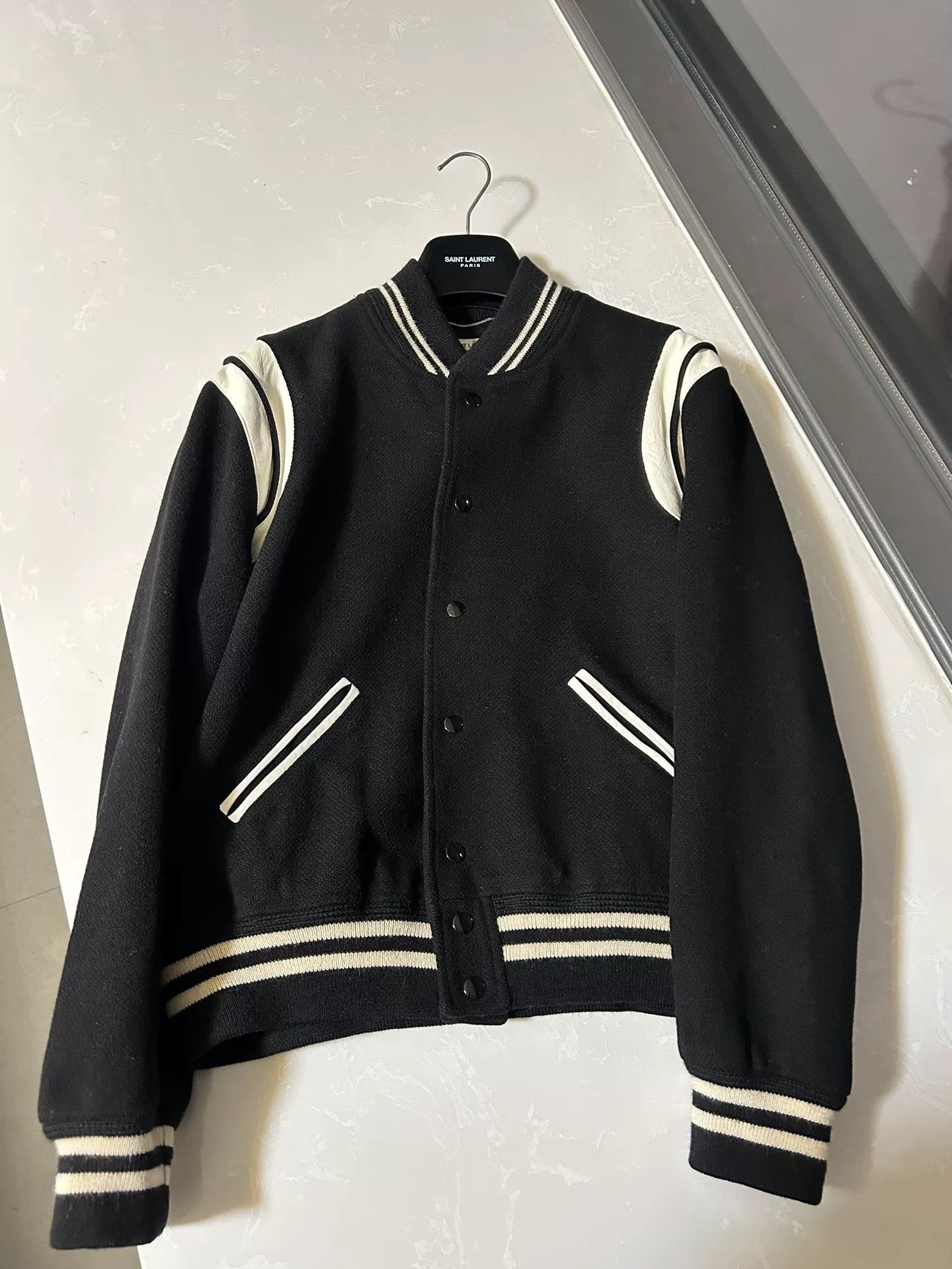 Saint Laurent Paris Saint Laurent Black White Baseball Jacket Size US L / EU 52-54 / 3 - 1 Thumbnail