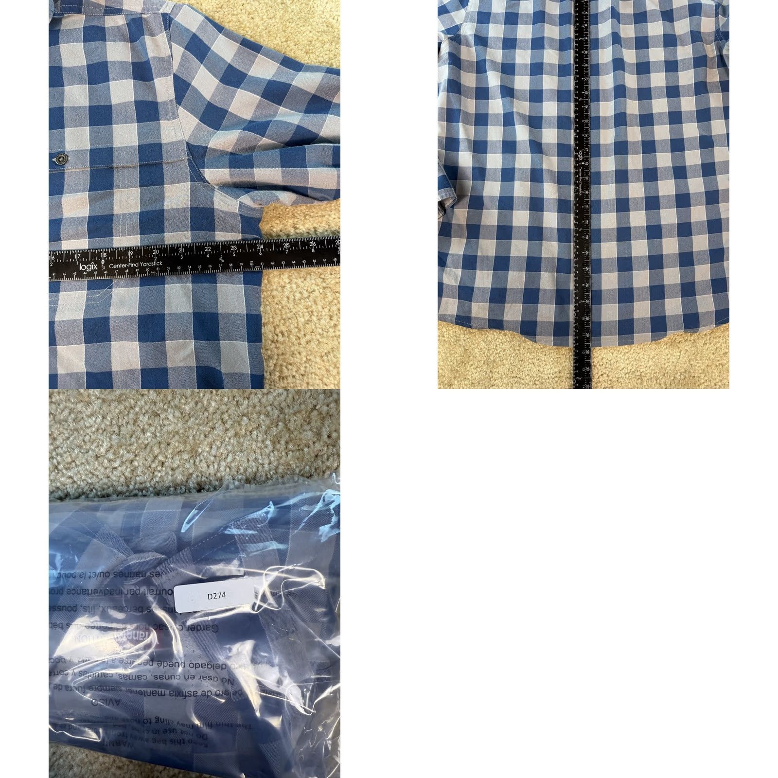 Wrangler Wrangler Shirt Mens Size L Blue Check Performance Utility Long Roll Tab D274 Size US L / EU 52-54 / 3 - 8 Thumbnail