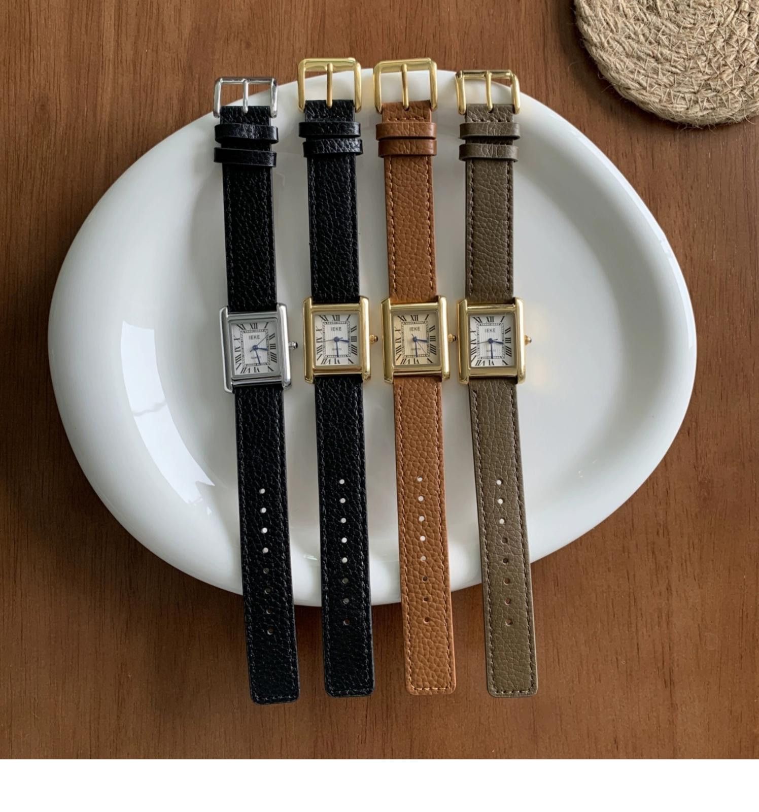 Jewelry Classic Leather Strap Rectangular Watch, Elegant Wristwatch Size ONE SIZE - 8 Thumbnail