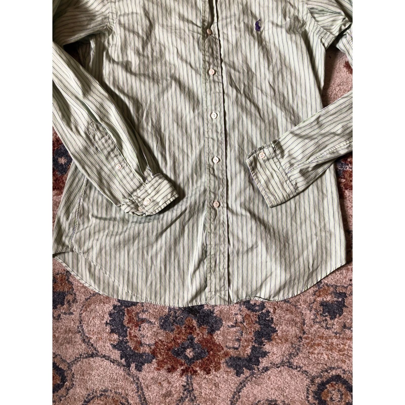 Ralph Lauren Ralph Lauren Men's Classic Fit Oxford Button-down Shirt 15 Green Striped Collar Button-Down Long Sleeve Size US M / EU 48-50 / 2 - 5 Thumbnail