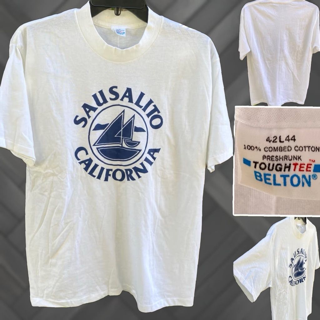 Vintage VINTAGE Belton California T Shirt Sailboat Graphic Tee Shirt L White Men Size US L / EU 52-54 / 3 - 1 Thumbnail