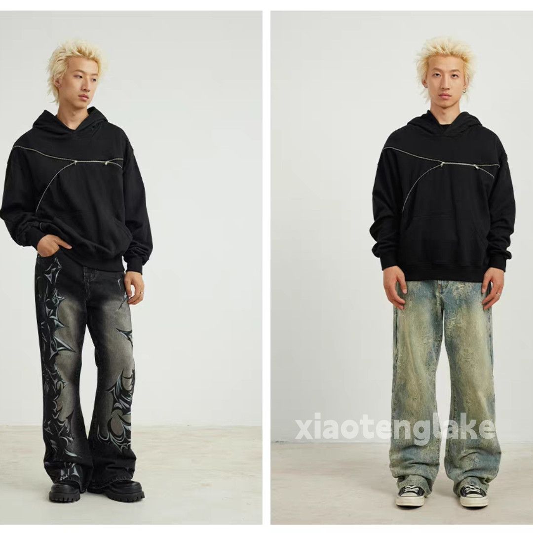 Vintage Utility loose baggy skate hiphop punk zipper hoodie Size US L / EU 52-54 / 3 - 8 Thumbnail