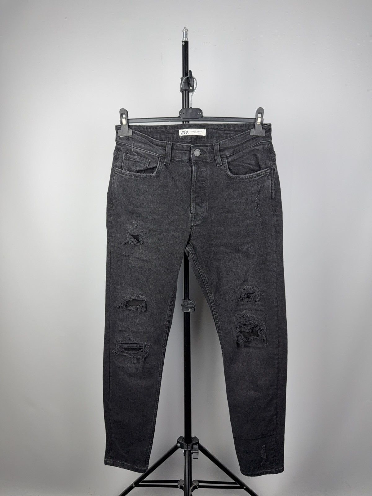 Designer × Zara ZARA Distressed Skinny Jeans Washed Black Denim Size 30" / US 8 / IT 44 - 1 Thumbnail