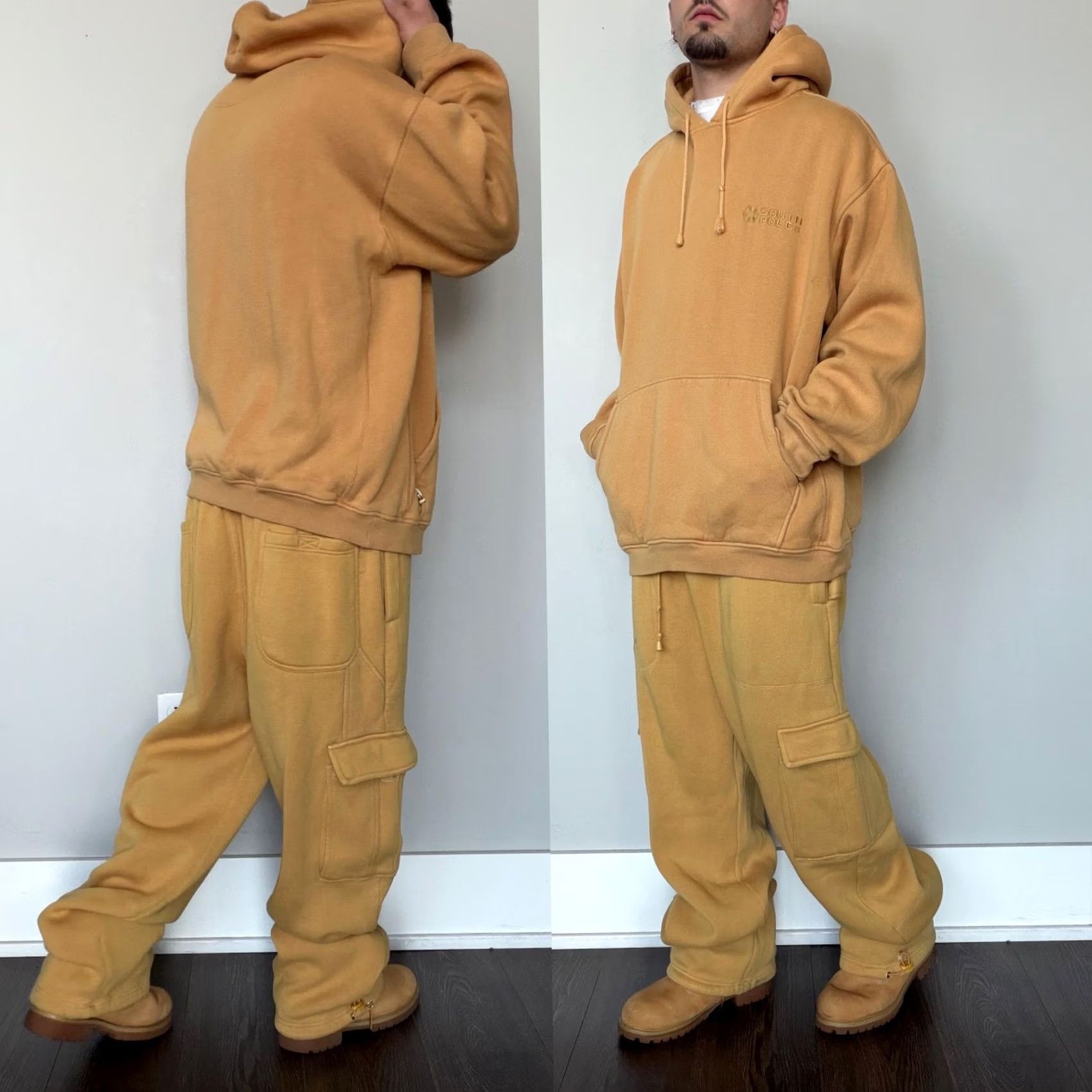 Southpole Southpole Tracksuit Set Hoodie Cargo Pants Mens XL Beige Y2K Baggy Fleece Gym Size US XL / EU 56 / 4 - 2 Thumbnail