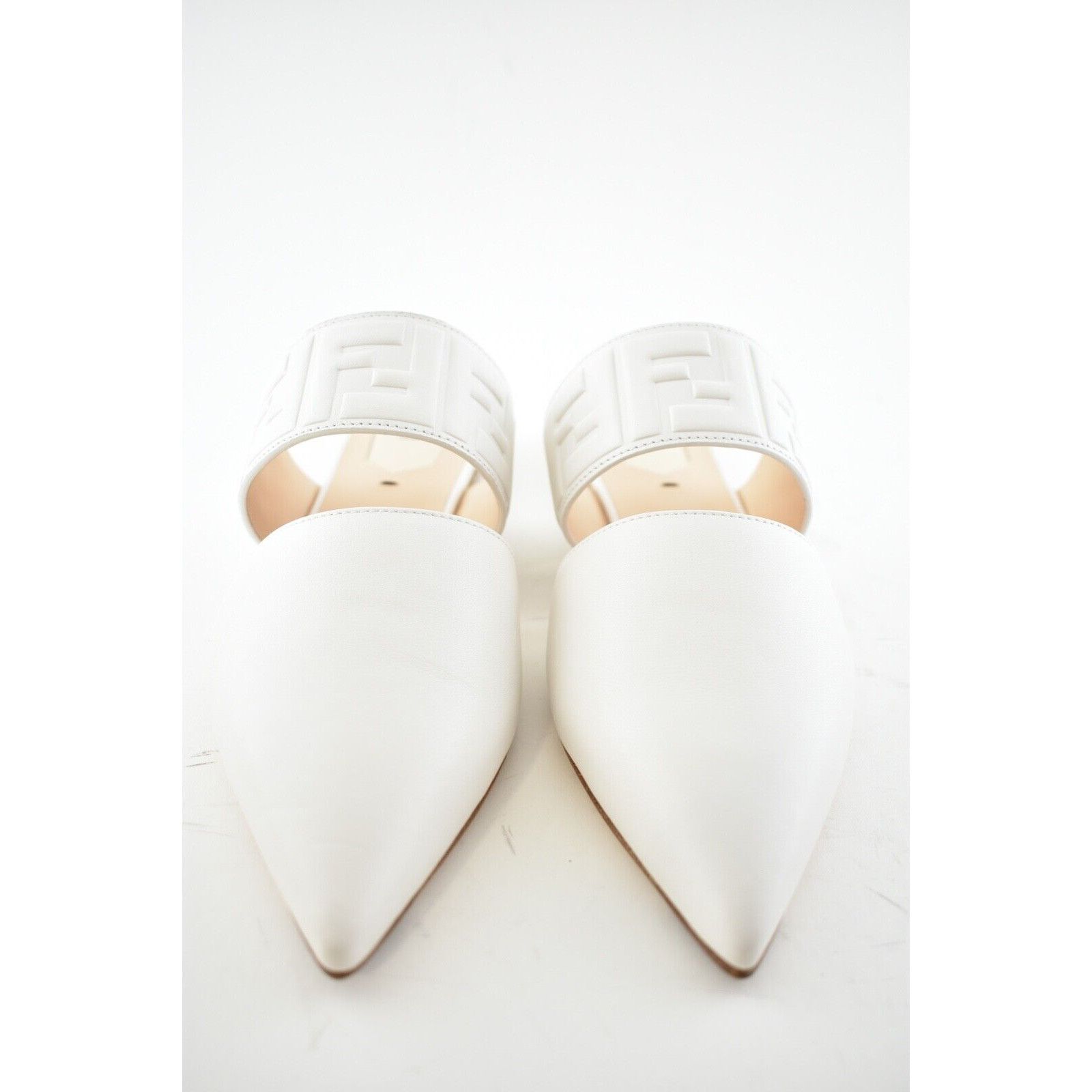 Fendi Fendi Motif FF Logo Snow White Leather Pointed Toe Ballerina Size US 9 / IT 39 - 5 Thumbnail