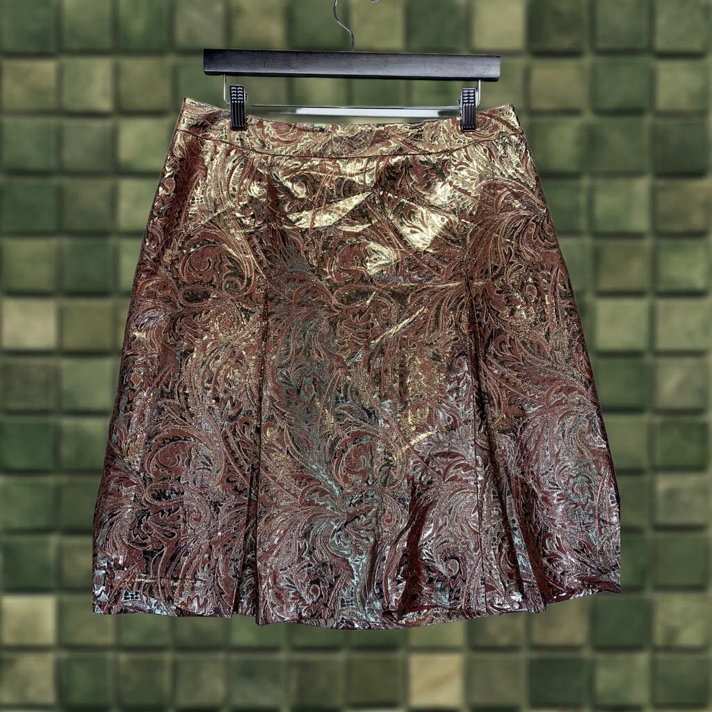 Ellen Tracy Ellen Tracy Skirt Women’s 12 Bronze Gold Pleated Metallic Skirt-4228 Size 34" / US 12 / IT 48 - 1 Thumbnail