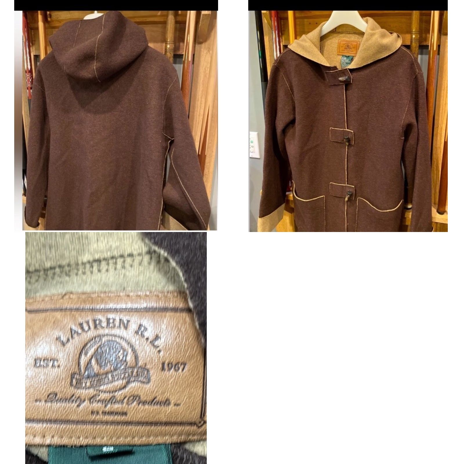 Ralph Lauren VINTAGE Ralph Lauren Coat Jacket Wool Brown Hooded Button 90s Womens S Brown Wool Parka Coat - Ralph Lauren - USA - Medium? Size S / US 4 / IT 40 - 9 Thumbnail