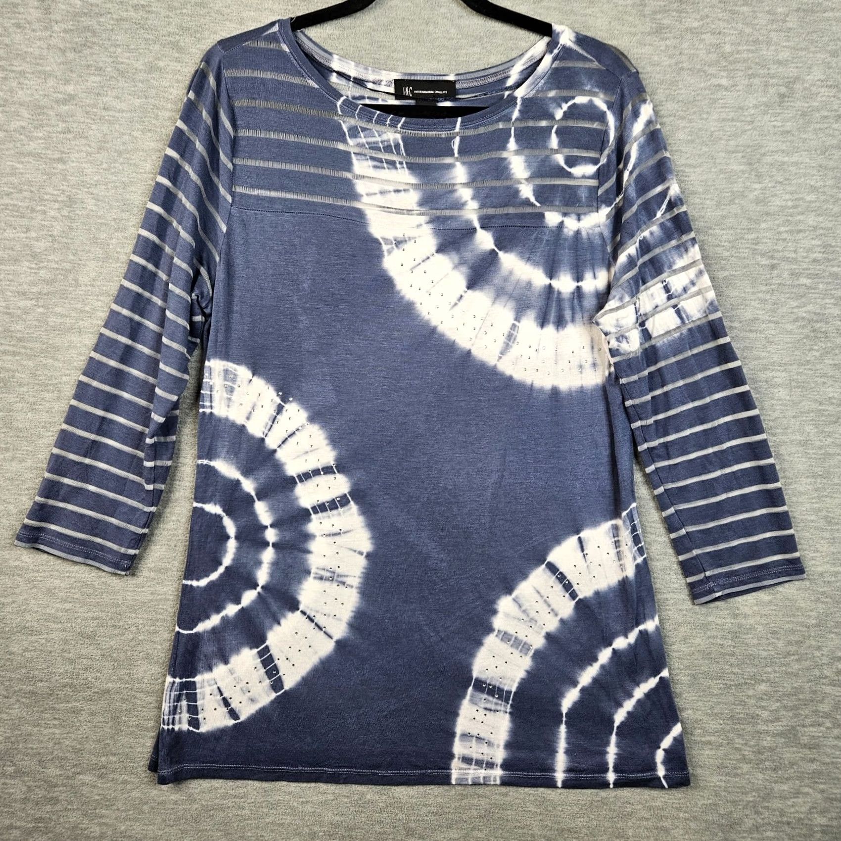 Vintage International Concepts Women's Stretch Knit Blue Tie Dye 3/4 Sleeve Top XL Size Shirt Casual Knit Top Womens Blue Tie Dye 3/4 Sleeve XL Size XL / US 12-14 / IT 48-50 - 2 Thumbnail