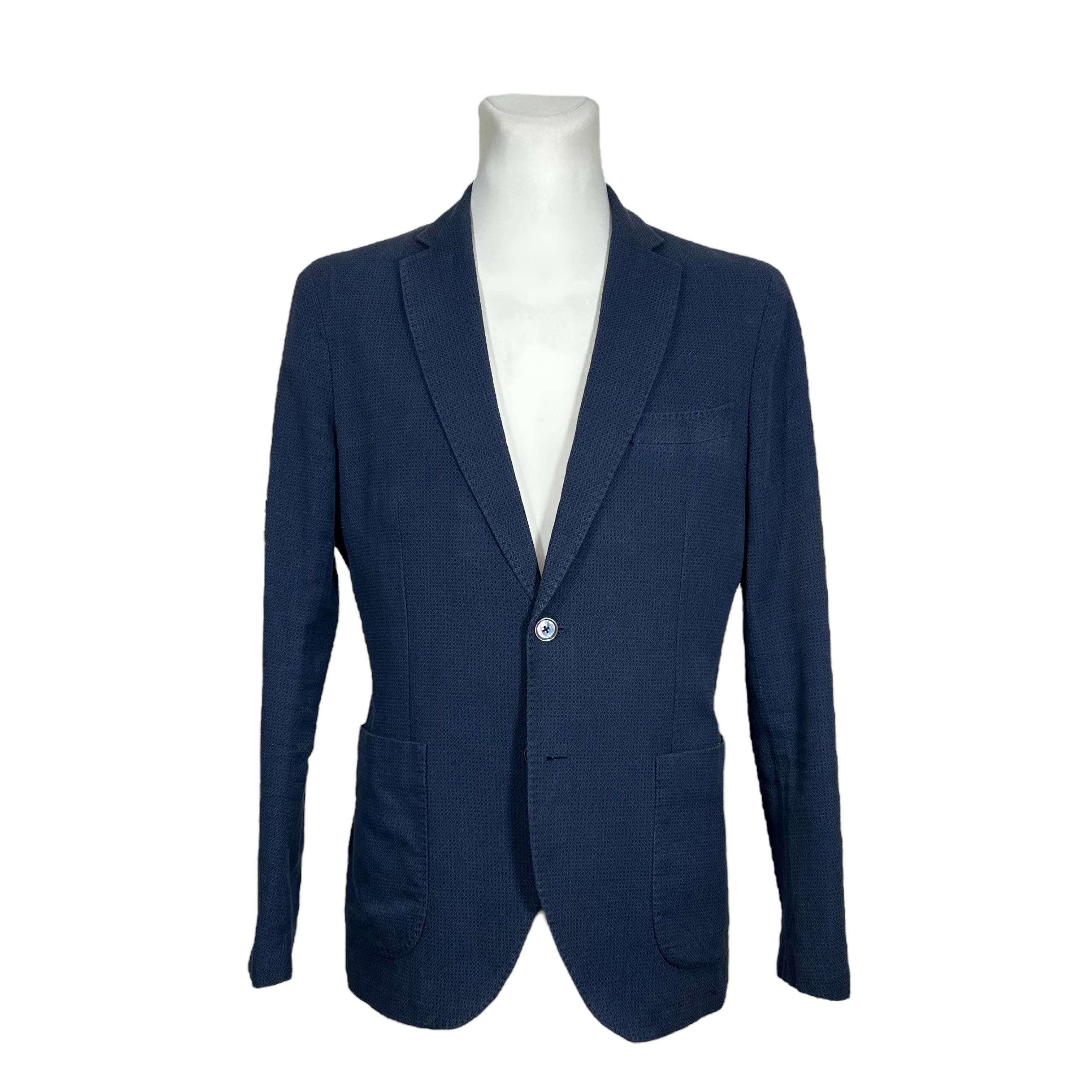 El Ganso El Ganso Cotton Linen Patterned Blue Sport Coat Blazer 48 Size US M / EU 48-50 / 2 - 1 Thumbnail