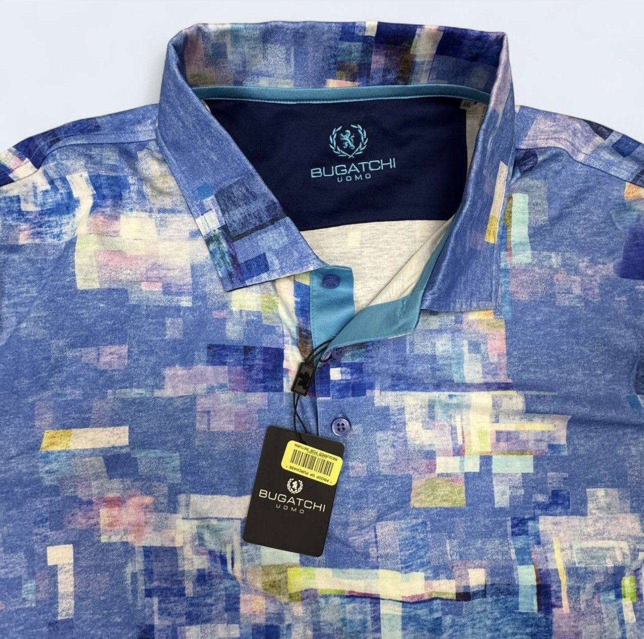 Bugatti Bugatchi Uomo Abstract Pixel Print Polo XXL- NWT $129 Retail Size US XXL / EU 58 / 5 - 5 Thumbnail