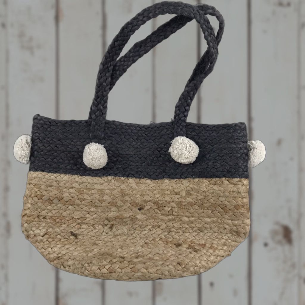 X-LARGE VINTAGE Woven Cotton Tote Bag Women's Extra Large 16in Beach City Travel Bohemian Gray/Beige Size ONE SIZE - 1 Thumbnail