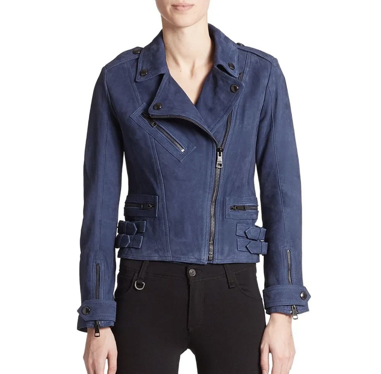 Burberry Burberry Brit Moto Biker Jacket Dark Navy Nappa Size M / US 6-8 / IT 42-44 - 2 Thumbnail