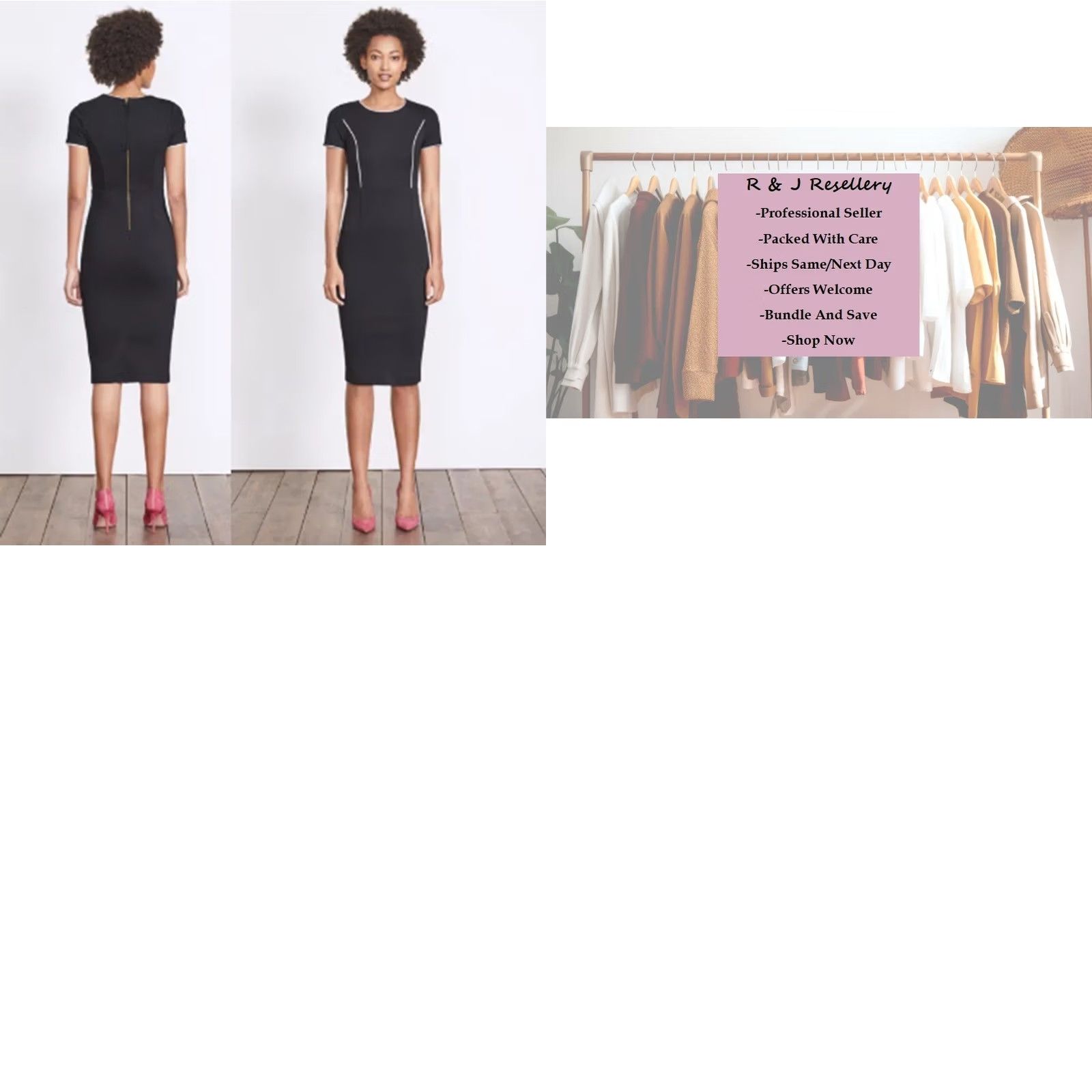 Boden Boden Dress Women's Marianna Ponte Sheath Dress Black W/White Trim Sz 10 Size L / US 10 / IT 46 - 8 Thumbnail