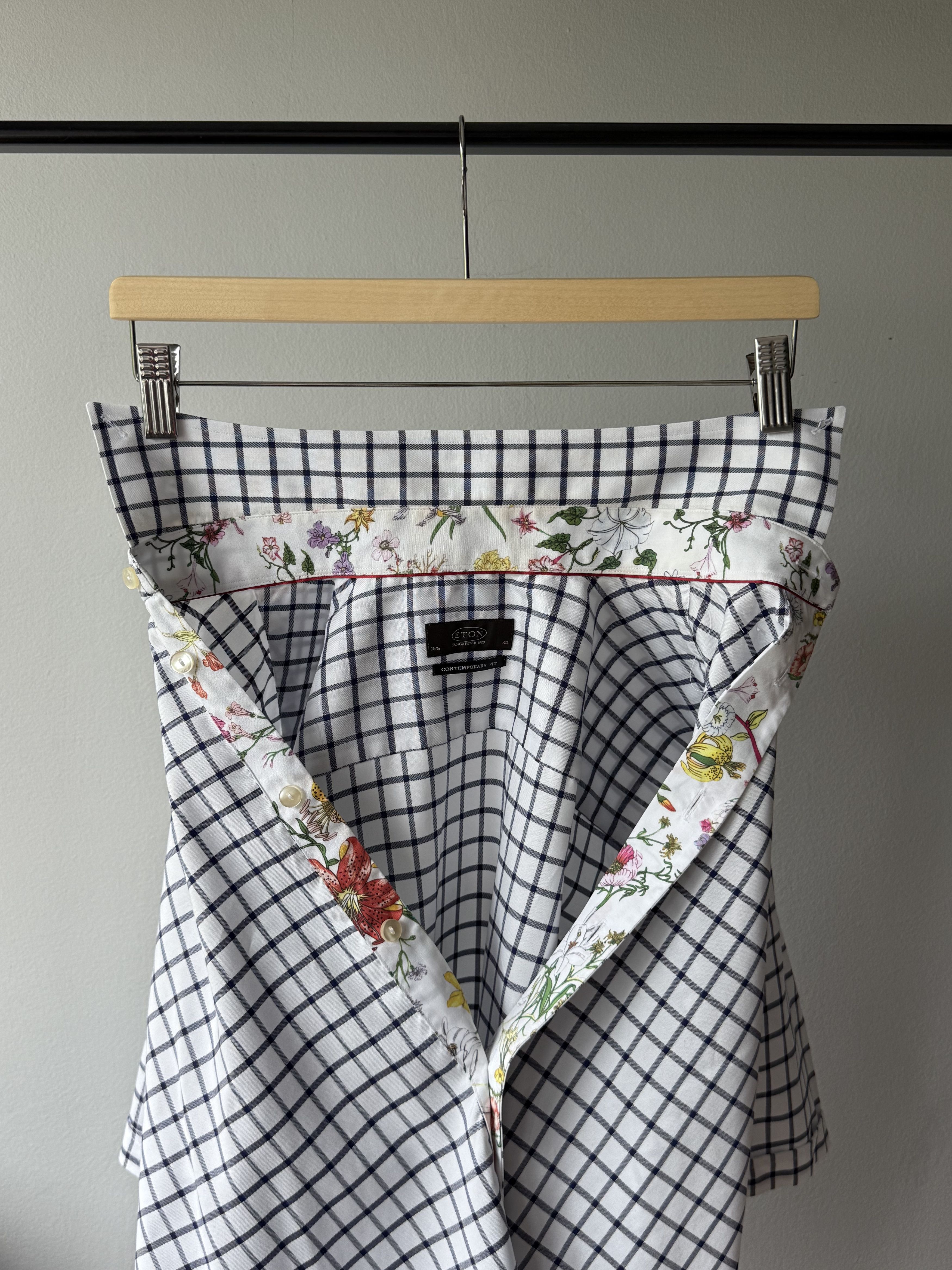 Eton Eton Ganghester 1928 Contemporary Fit Plaid Floral S/S Shirt Size US M / EU 48-50 / 2 - 10 Thumbnail
