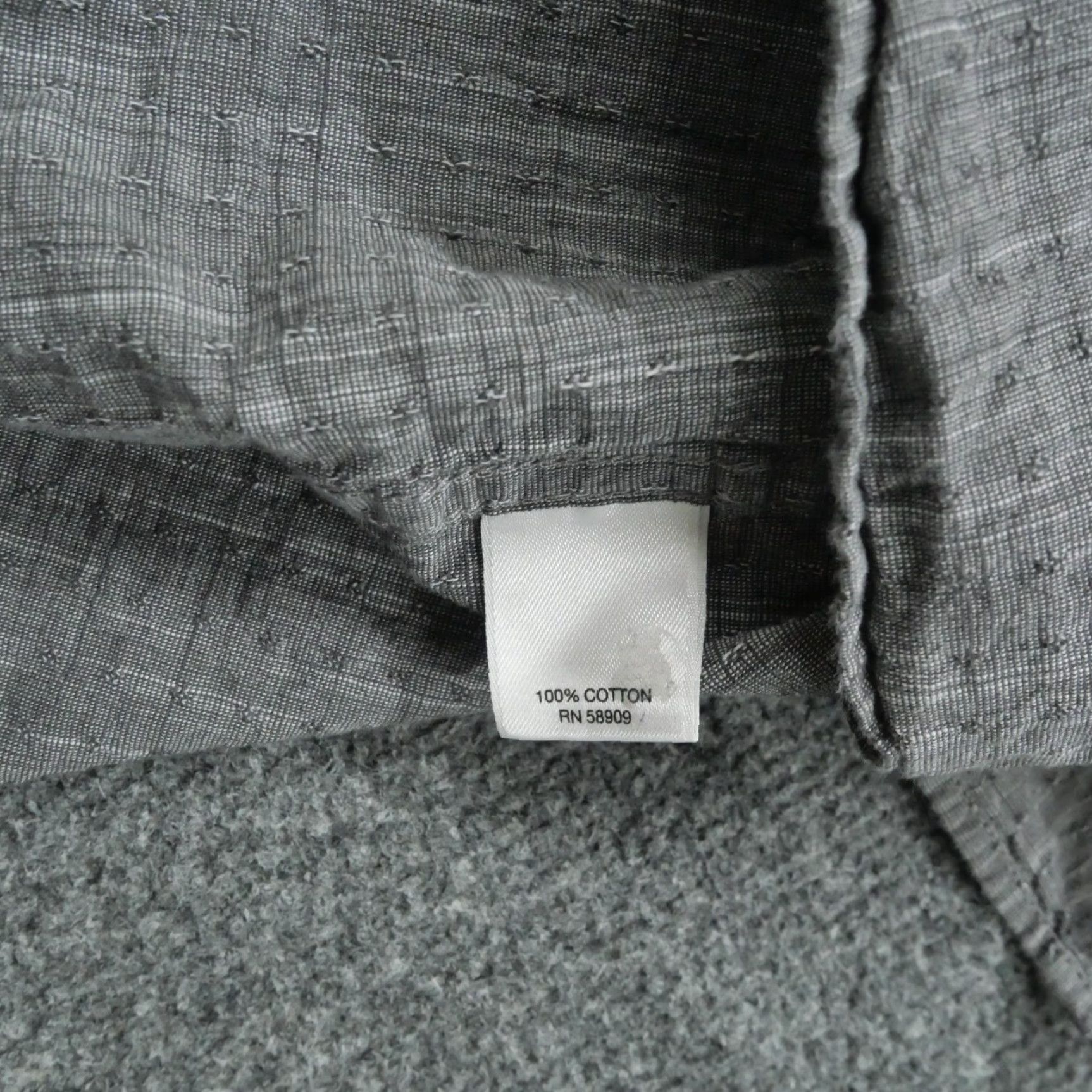 Vintage Rowm Shirt Mens LT Large Tall Grey Textured Button Down Cotton Shirt Size US L / EU 52-54 / 3 - 7 Thumbnail