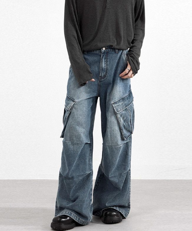 Japanese Brand American baggy multi-pocket cargo jeans for men Size US 32 / EU 48 - 2 Thumbnail