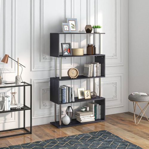 Designer × Homemade Modern S-Shaped 5 Tier Room Dividing Bookcase Wooden Storage Size US L / EU 52-54 / 3 - 4 Thumbnail