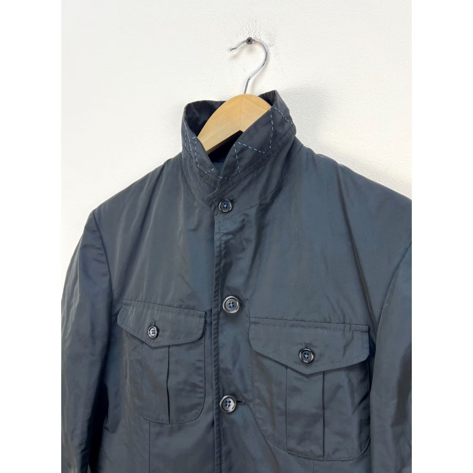 Vintage Holland Esquire Jacket Mens Nylon Blazer Light Size S Dark Blue Black Mixed Buttons Regular Fall Spring Shop Size 36R - 6 Thumbnail
