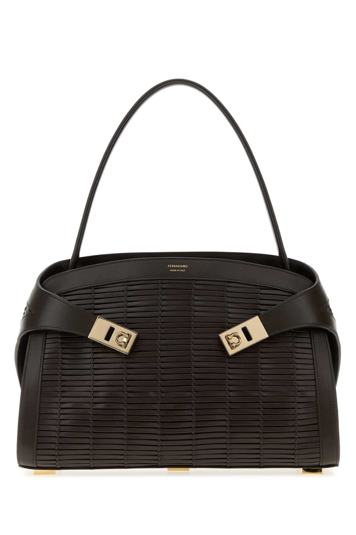 Salvatore Ferragamo Dark Brown Leather Hug Handbag Size ONE SIZE - 1 Thumbnail