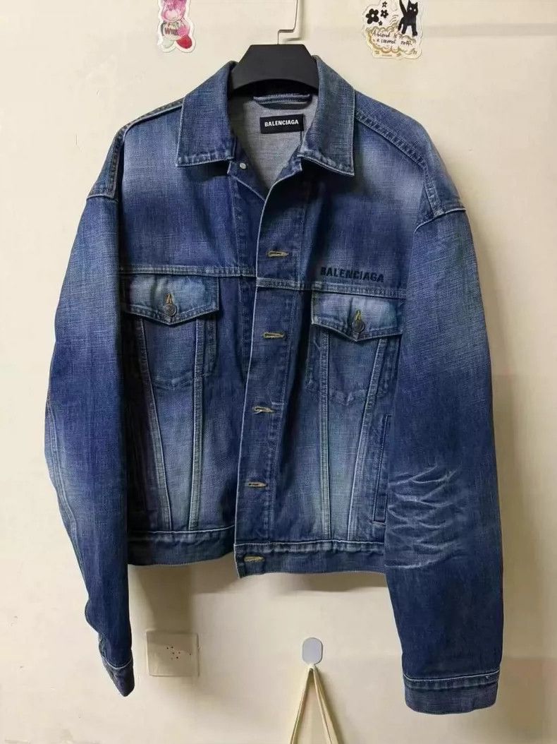 Balenciaga Balenciaga Blue Front and Back Embroidered Letter Logo Den Size US S / EU 44-46 / 1 - 1 Thumbnail