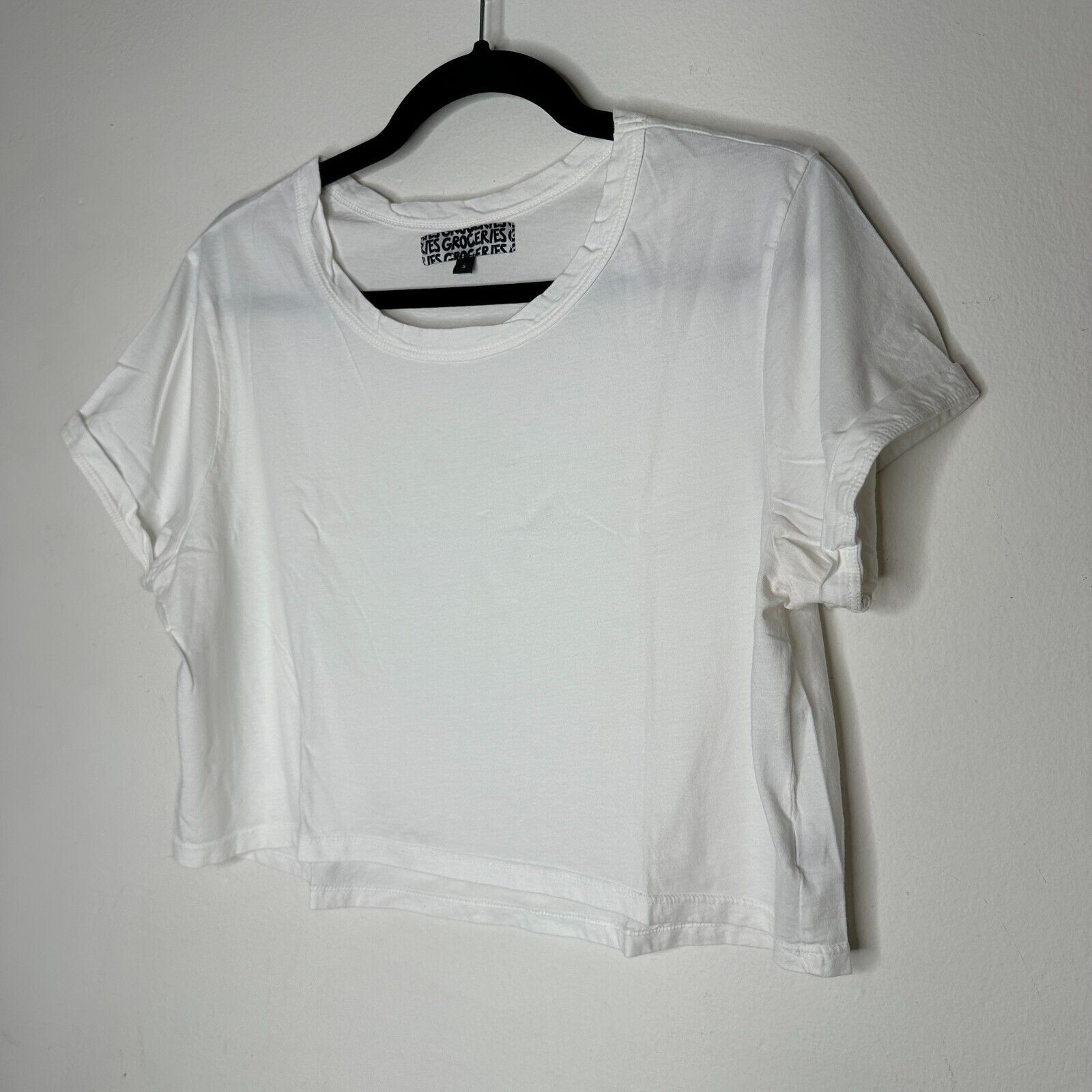 Other Groceries White Crop Top 100% Organic Cotton Tee Small Size S / US 4 / IT 40 - 3 Thumbnail
