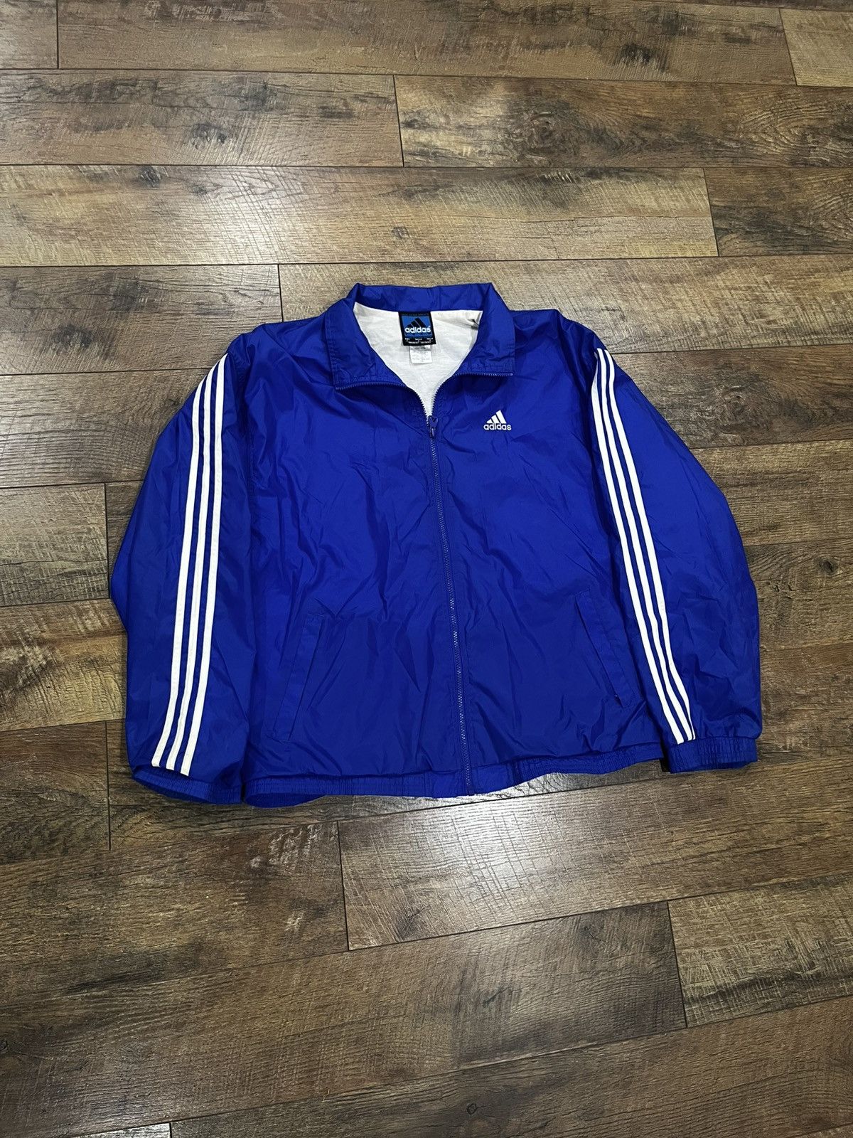 Adidas Vintage 90s Adidas Team Striped Windbreaker Blue Large Size US L / EU 52-54 / 3 - 1 Thumbnail
