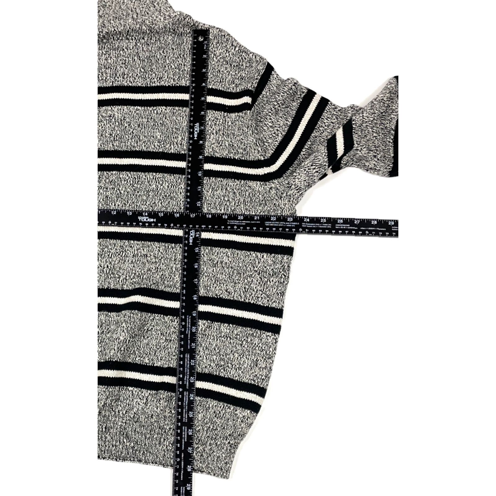 Chaps Preppy Gray Black Striped Pullover High Neck Sweater Adult XL Embroidered Cotton Size US XL / EU 56 / 4 - 7 Thumbnail