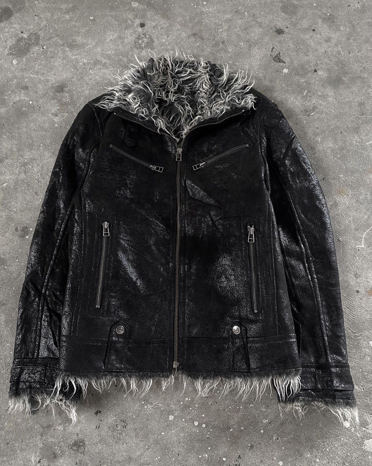 semanticdesign Semantic Design Faux Fur Wax Leather Jacket | Grailed