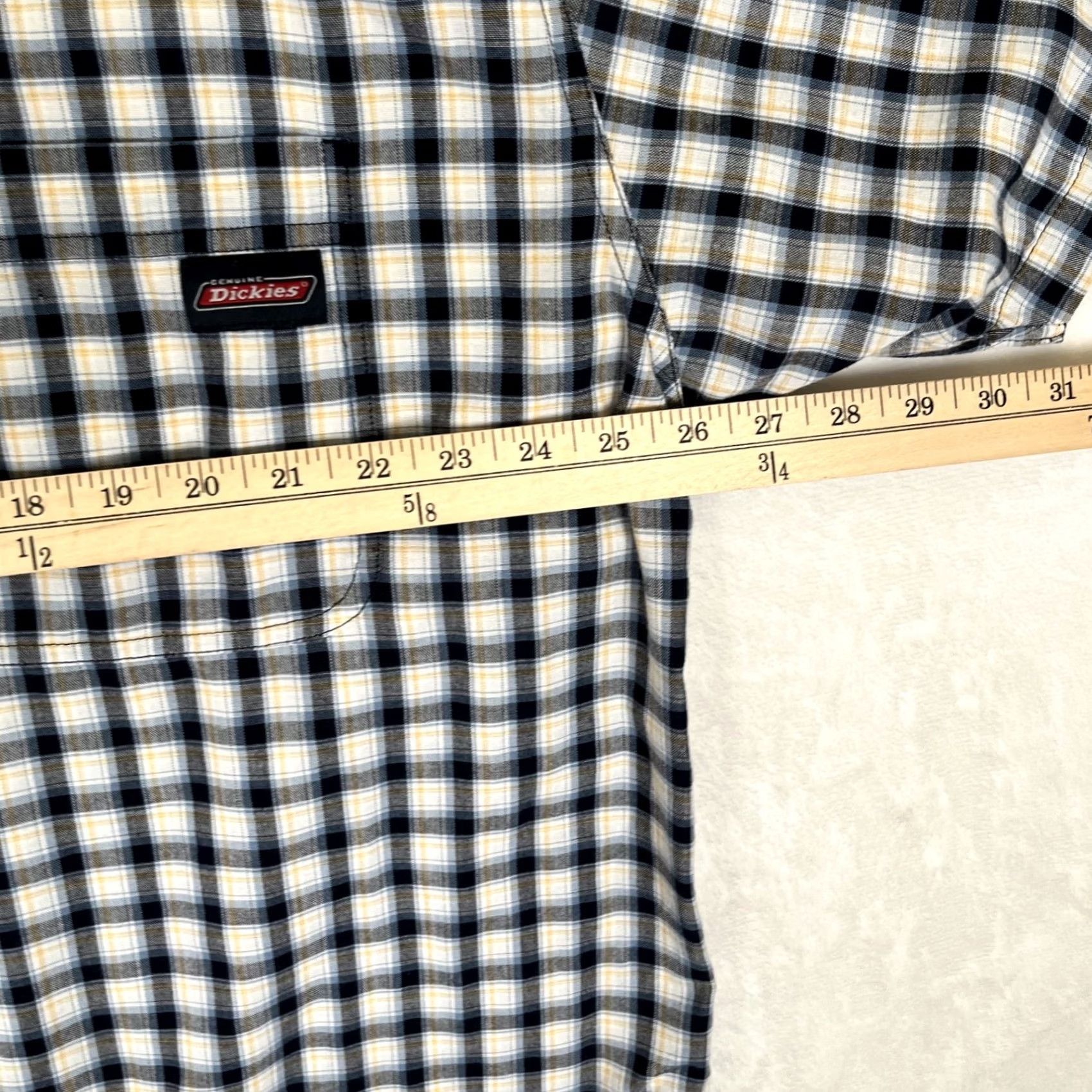 Dickies Dickies Shirt Mens 2XL Short Sleeve Button Front Check Blue White Casual Workwear Button-Up Pocketed Cotton Polyester Regular Size US XXL / EU 58 / 5 - 5 Thumbnail