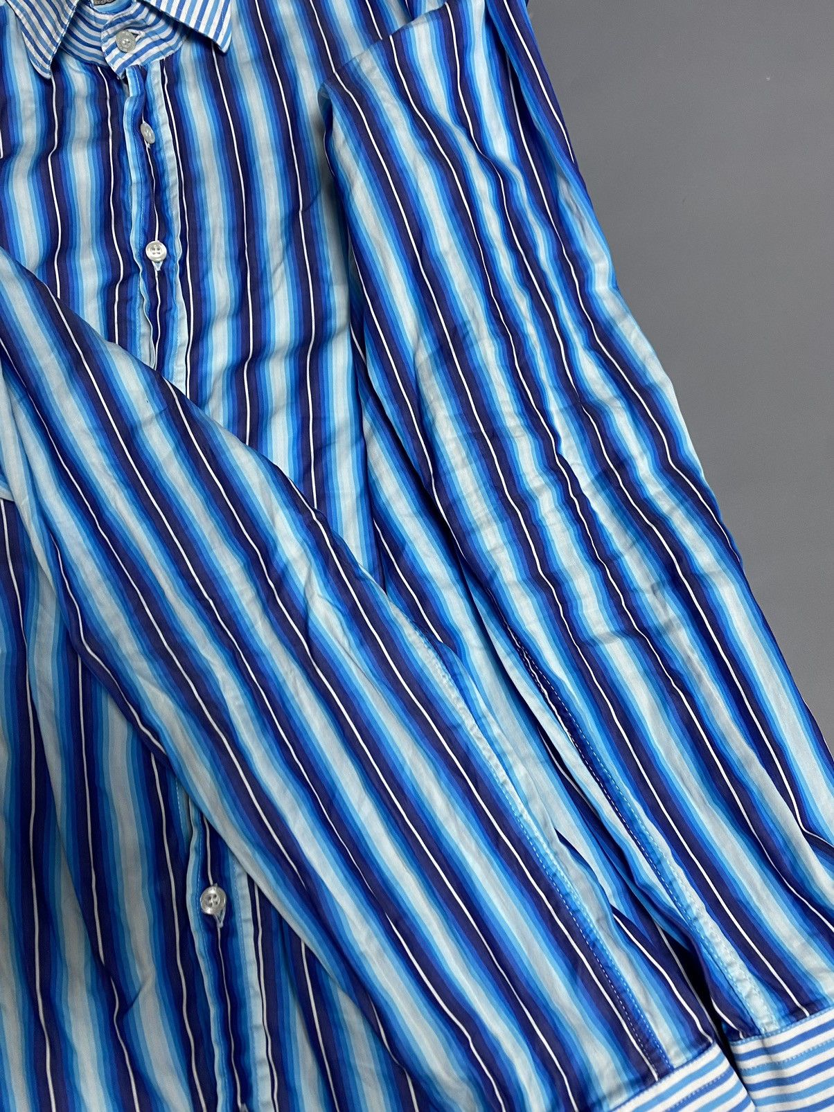 Etro Etro Mens Striped Cotton Dress Shirt Long Sleeve Italy Sz 41 Size US L / EU 52-54 / 3 - 12 Thumbnail