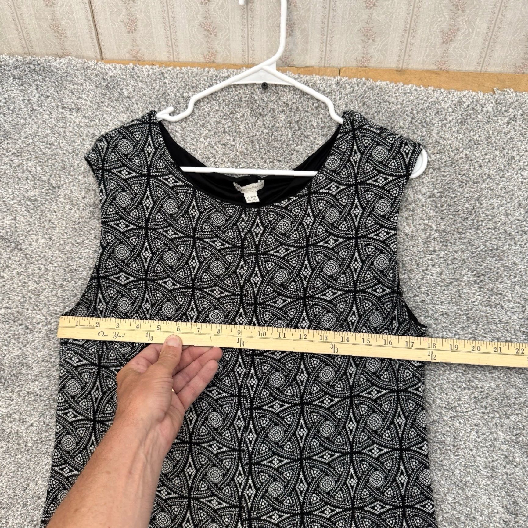 Vintage Cato Dress Plus 14W Geometric A-Line Midi Sleeveless Black Women's 60s 70s Retro Office Chic Classic Vintage 60s 70s Women's Dress Size XL / US 12-14 / IT 48-50 - 2 Thumbnail