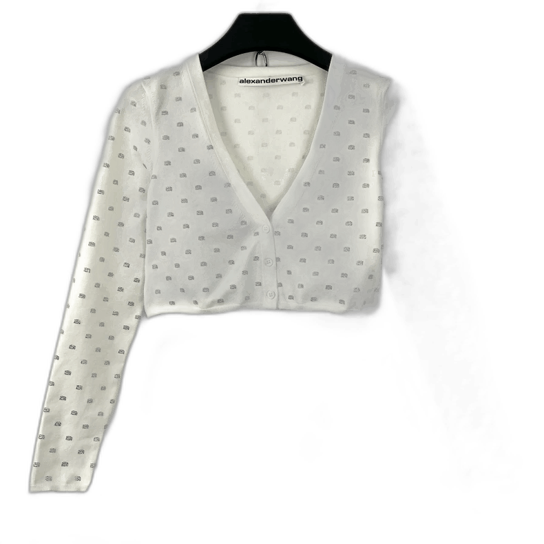 Alexander Wang Alexander Wang White Short Top with Rhinestones Size S / US 4 / IT 40 - 1 Thumbnail