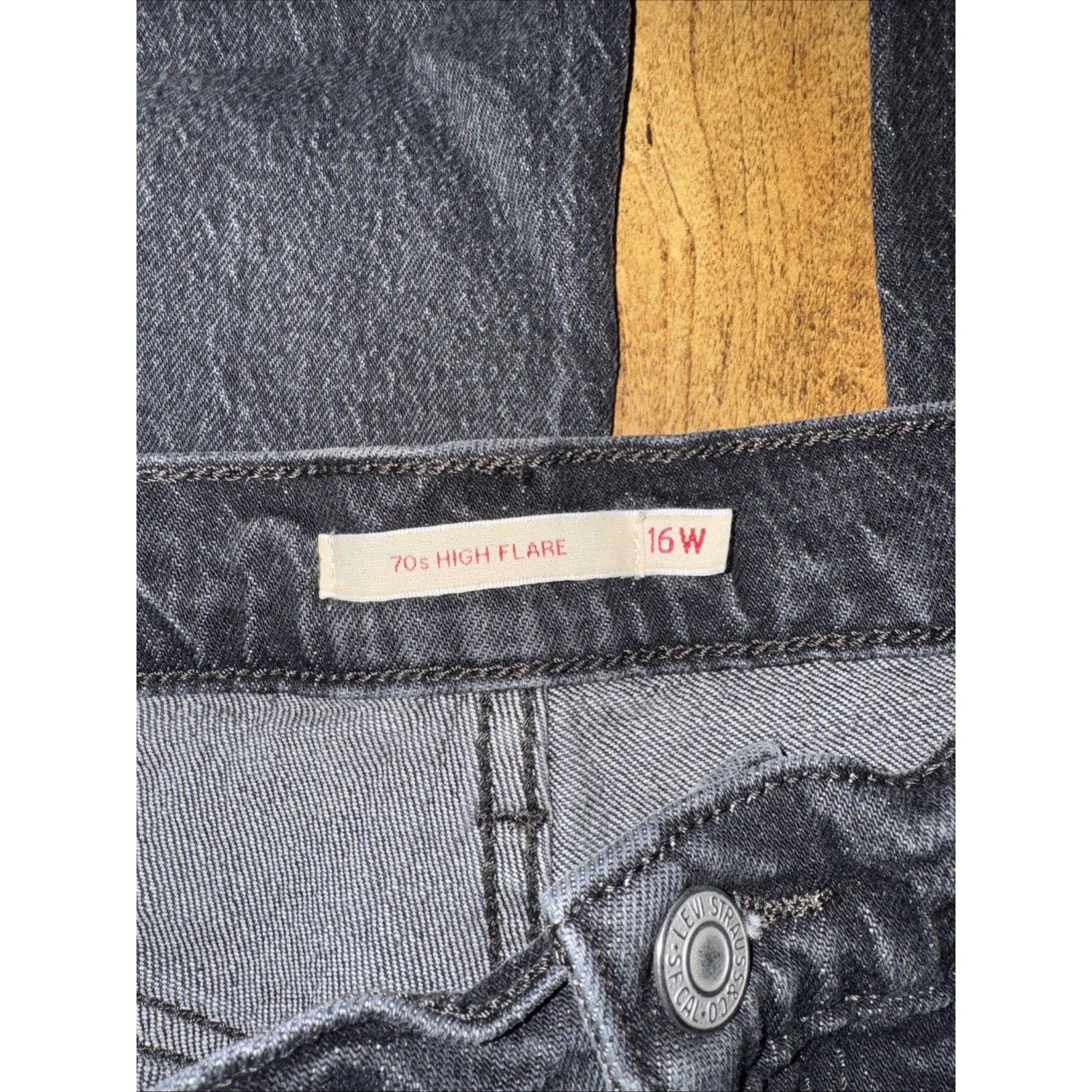 Levi's Levi’s Premium 70s High Flare Denim Jeans Black 16W 38x34 Size 38" / US 16 / IT 52 - 5 Thumbnail