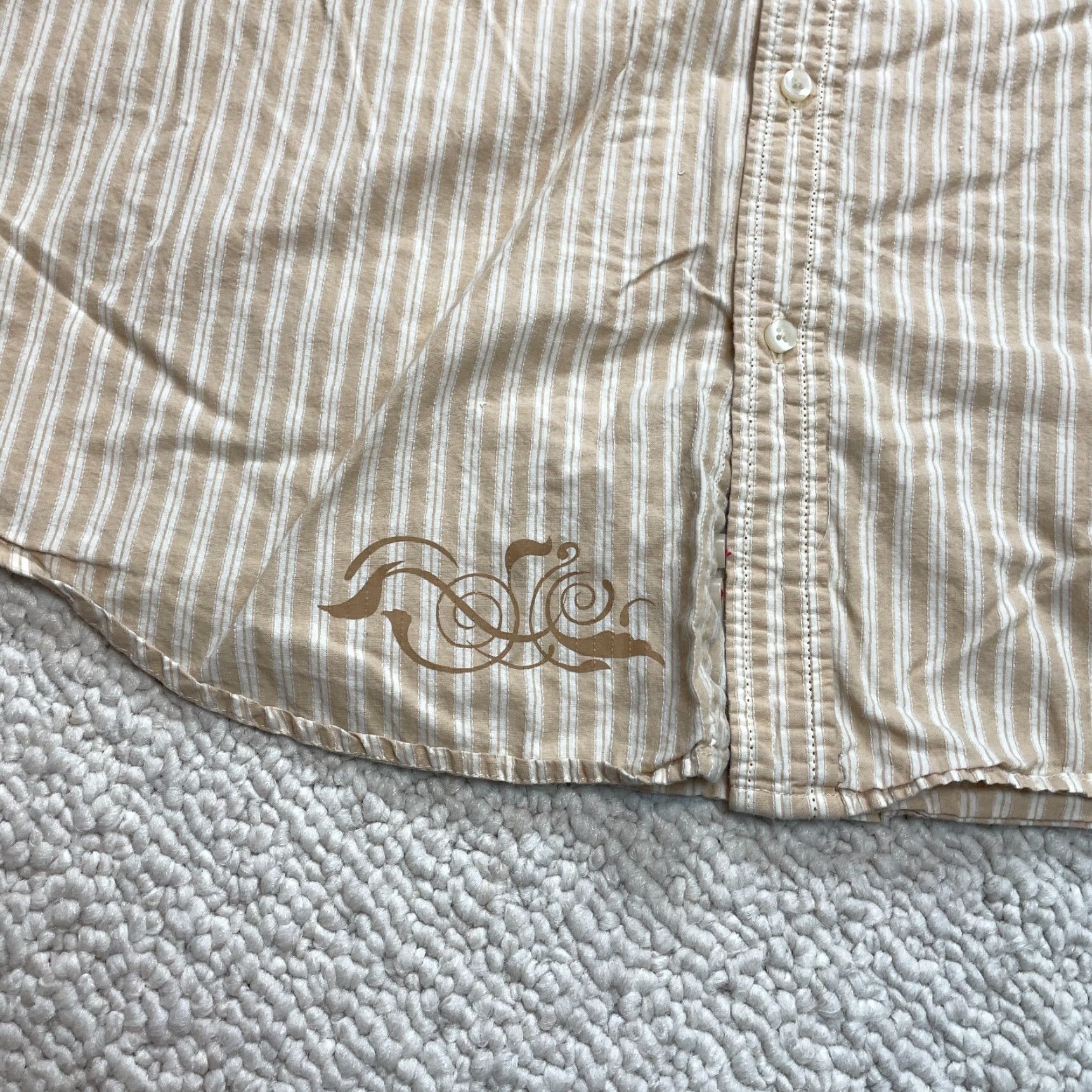 Levi's VINTAGE Levis Shirt Mens XL Light Brown Striped Button Up Long Sleeve Cotton Size US XL / EU 56 / 4 - 5 Thumbnail