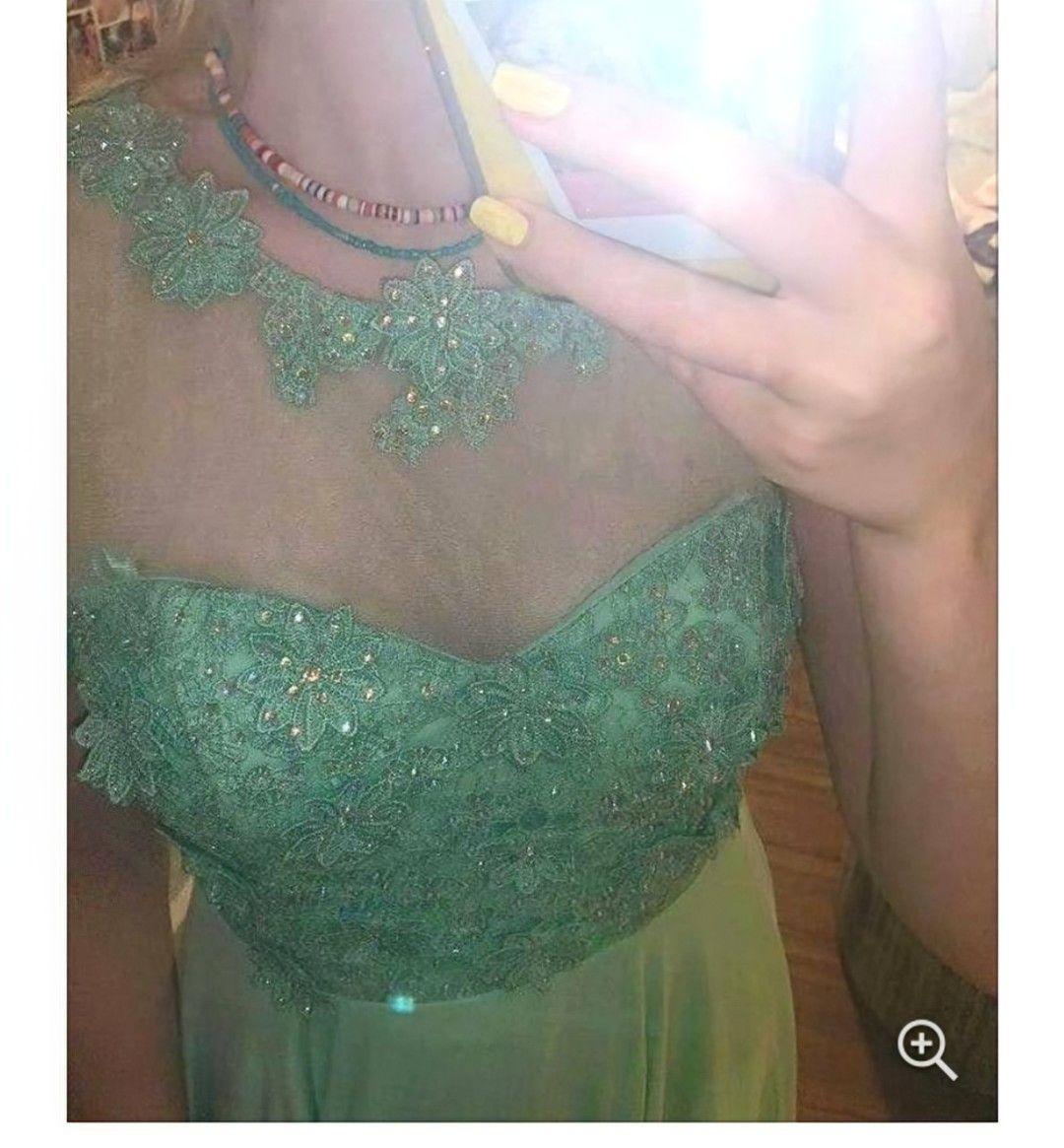 Triangl City Triangles Green Rhinestones Sweetheart Long Prom Gown Size XS / US 0-2 / IT 36-38 - 11 Thumbnail