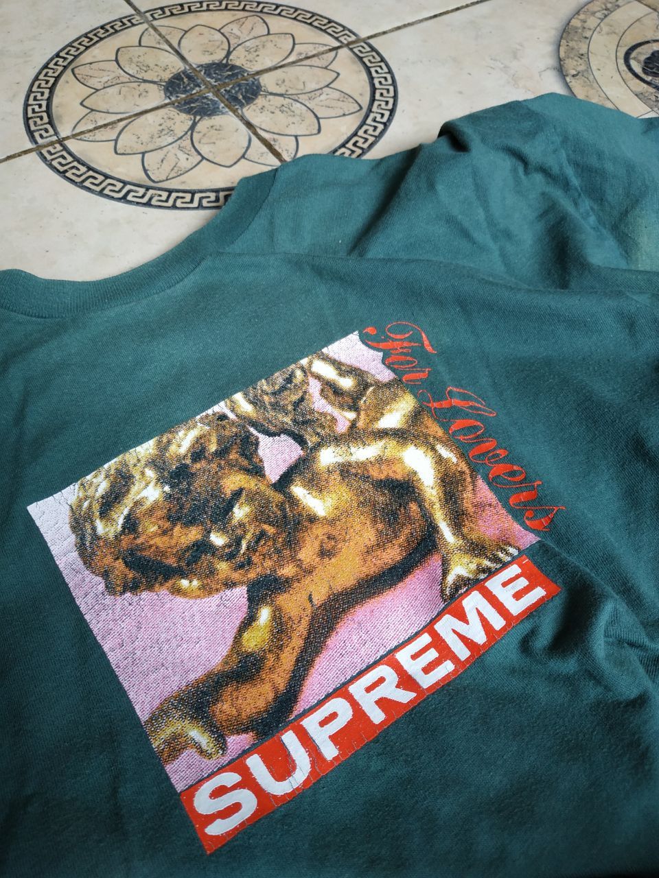 Supreme Supreme For Lovers Cherub Tee Green SS20 Size L Distressed Size US L / EU 52-54 / 3 - 21 Thumbnail