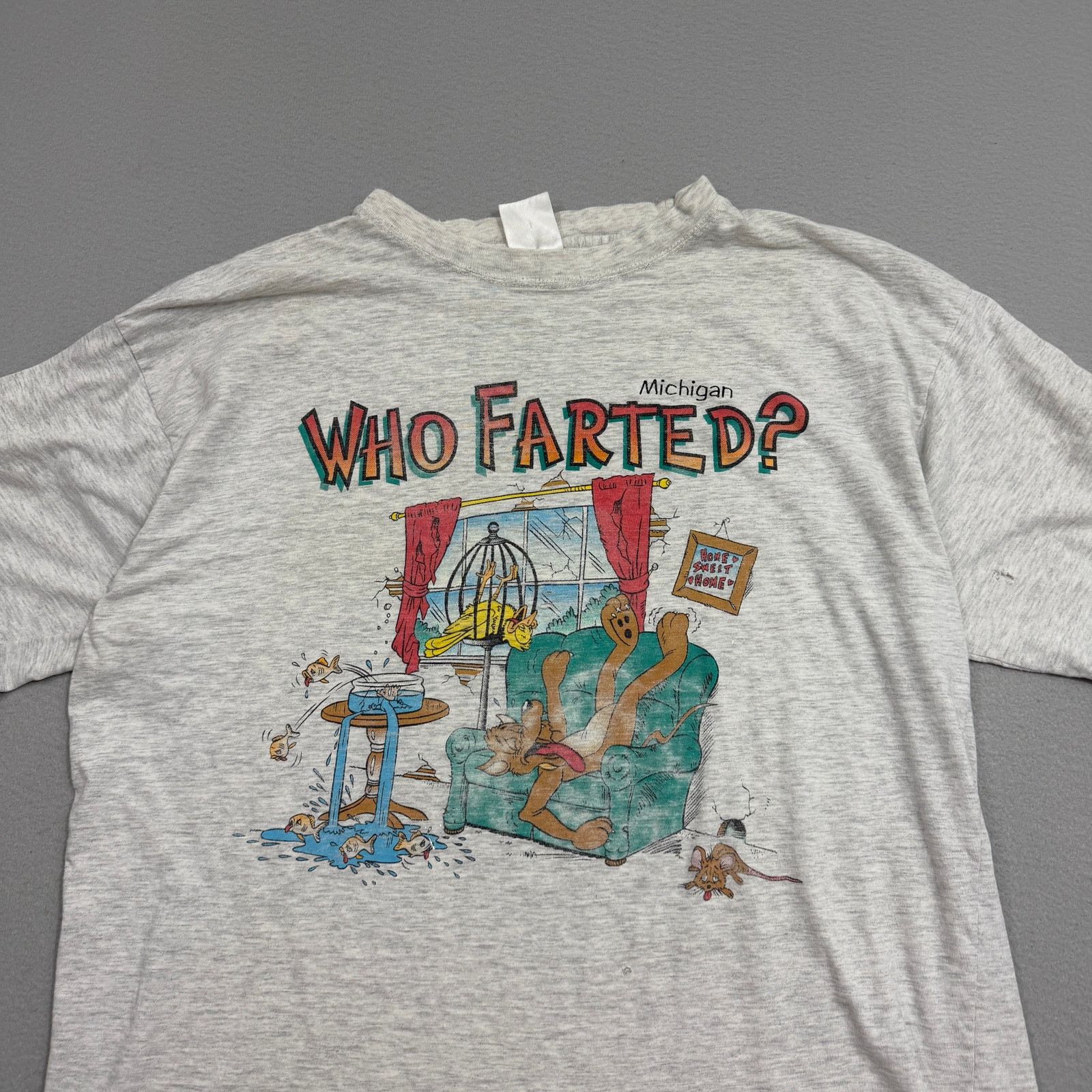 Vintage Vintage Michigan Who Farted? Shirt XL Gray Distressed Humor Size US XL / EU 56 / 4 - 2 Thumbnail