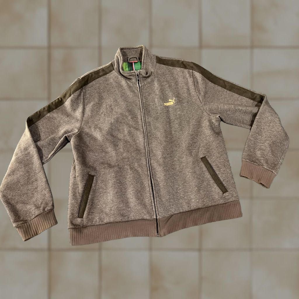 Puma PUMA Jacket Mens 2XL Brown Full Zip Striped Lining Sportswear Athletic Track Jacket with Pockets Casual Run Gym Size US XXL / EU 58 / 5 - 1 Thumbnail