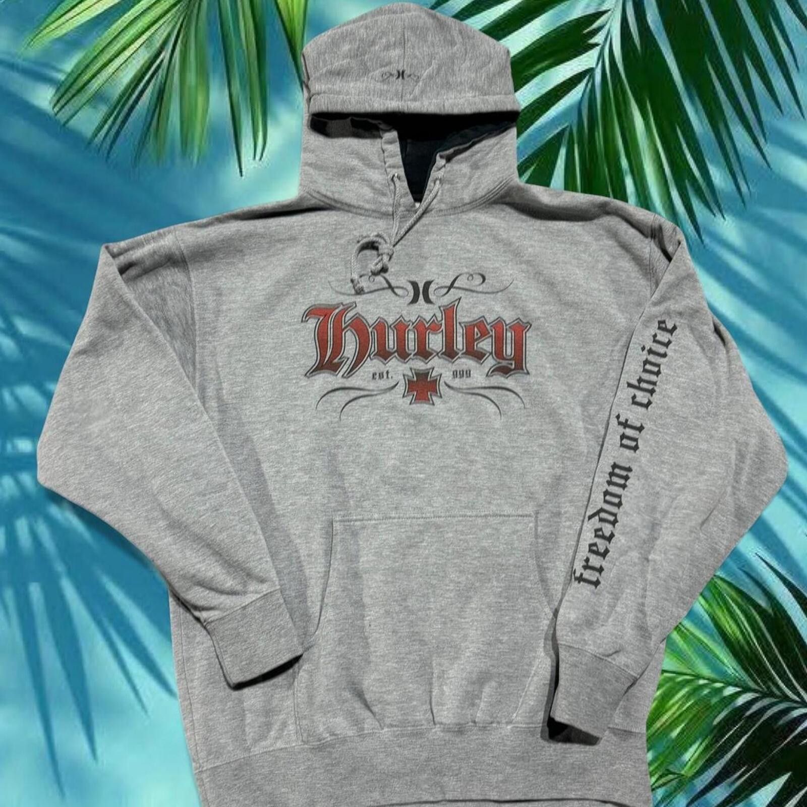 Hurley Y2k 00s Hurley old English choppers surf skate hoodie grail Size US L / EU 52-54 / 3 - 1 Thumbnail